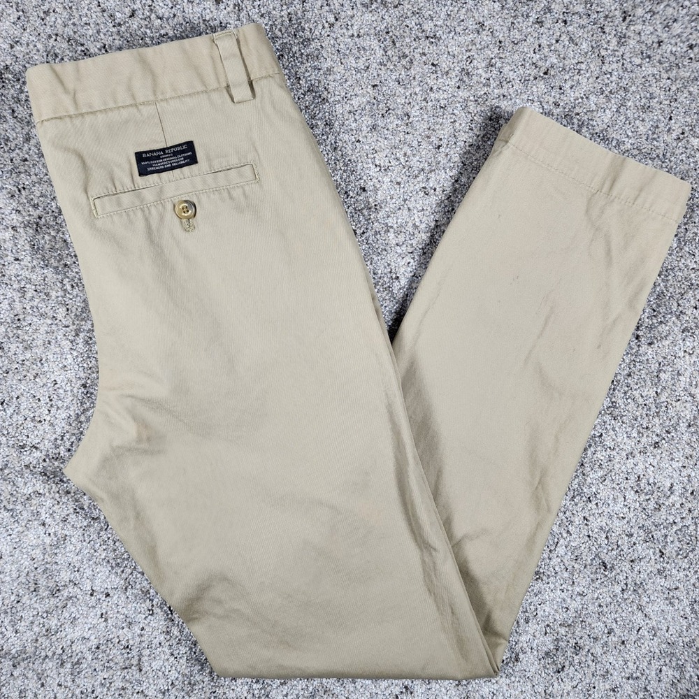 Banana Republic Aiden Chino Pants Mens 30x32 Tan Khaki Slim Fit Cotton Good